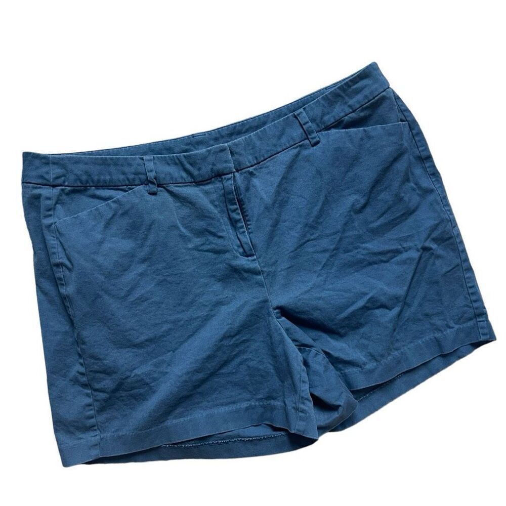Womens Lane Bryant Blue Cyan Mid-Rise Chino Shorts - Sz 18